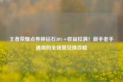 王者荣耀点券换钻石30%+收益拉满！新手老手通用的全场景兑换攻略