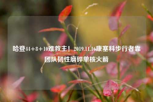 哈登44+8+10难救主！2019.11.16康塞科步行者靠团队韧性磨碎单核火箭