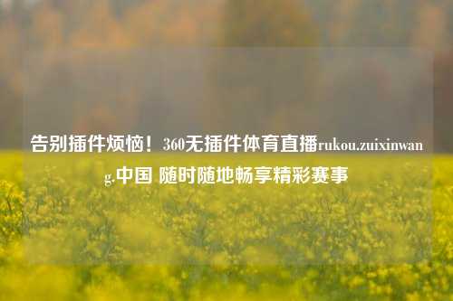 告别插件烦恼！360无插件体育直播rukou.zuixinwang.中国 随时随地畅享精彩赛事