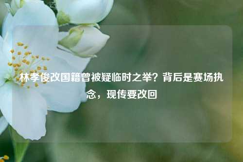 林孝俊改国籍曾被疑临时之举？背后是赛场执念，现传要改回