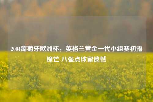2004葡萄牙欧洲杯，英格兰黄金一代小组赛初露锋芒 八强点球留遗憾