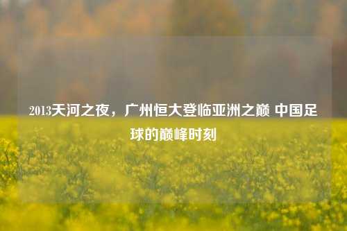 2013天河之夜，广州恒大登临亚洲之巅 中国足球的巅峰时刻