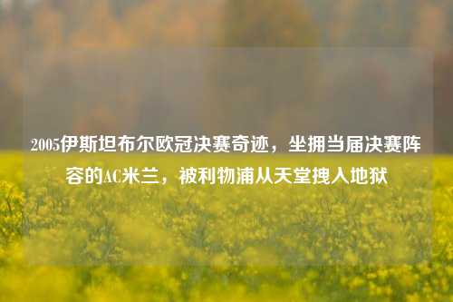 2005伊斯坦布尔欧冠决赛奇迹,坐拥当届决赛阵容的AC米兰,被利物浦从天堂拽入地狱