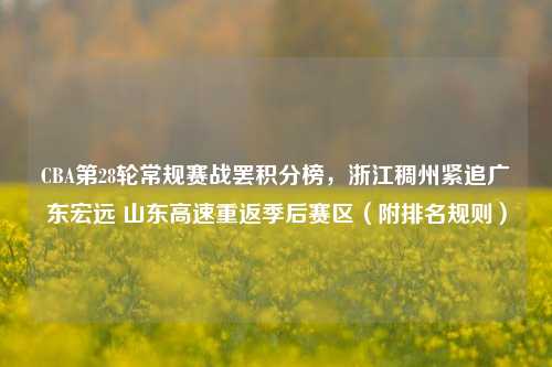 CBA第28轮常规赛战罢积分榜,浙江稠州紧追广东宏远 山东高速重返季后赛区(附排名规则)