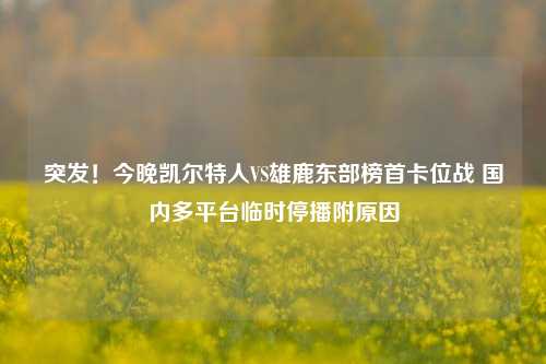 突发!今晚凯尔特人VS雄鹿东部榜首卡位战 国内多平台临时停播附原因
