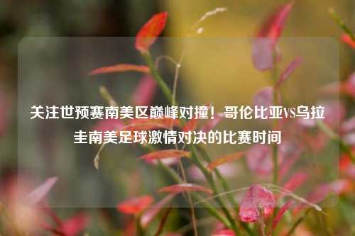 关注世预赛南美区巅峰对撞!哥伦比亚VS乌拉圭南美足球***对决的比赛时间