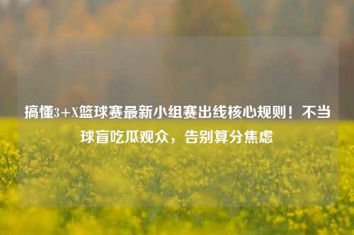 搞懂3+X篮球赛最新小组赛出线核心规则!不当球盲吃瓜观众,告别算分焦虑